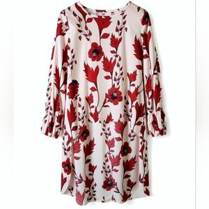 CO Order Plus Women's Floral Red and White Floral Hi Low Dress Size M NWT